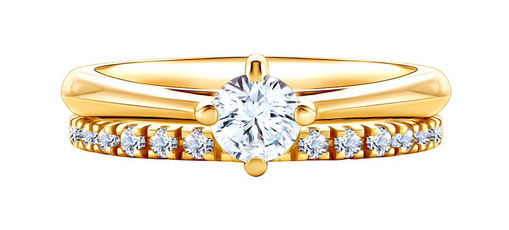 Engagement ring ideally suited for wedding rings